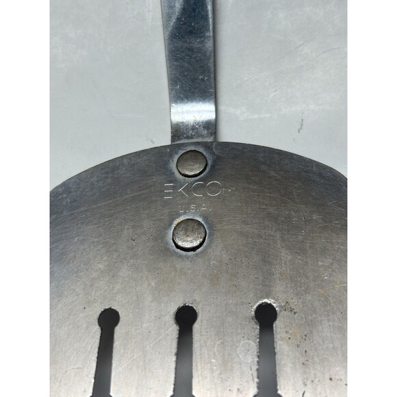 VTG EKCO Slotted Keyhole Spatula Turner Flipper Stainless Steel USA 10.5" Black - Picture 6 of 9